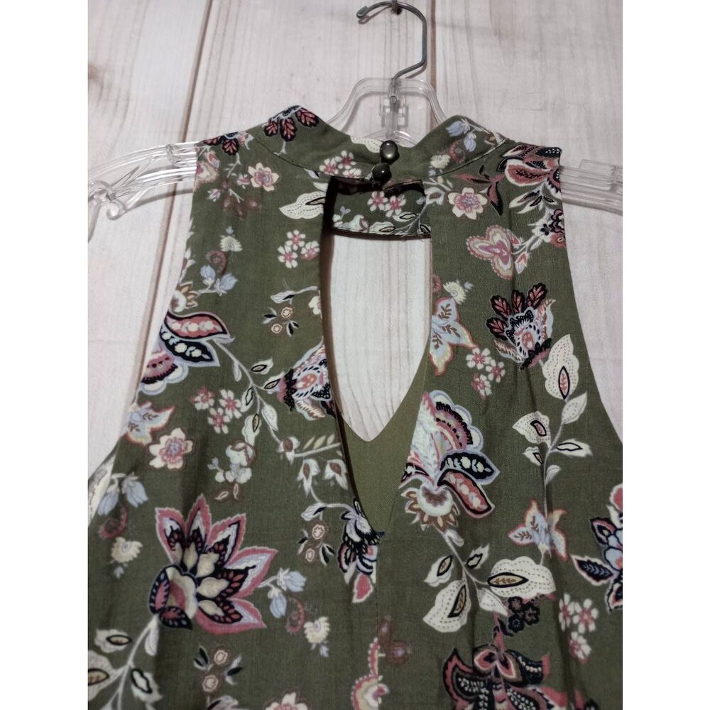 Blue‎ Rain Olive Green Floral Halter Keyhole Mini Dress Womens Small 26Q207TL5D - Picture 4 of 8